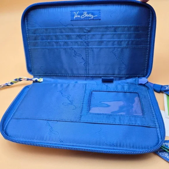Vera Bradley Zip-Around Wallet Capri Blue Paisley Quilted Cotton Wristlet NEW - Picture 6 of 15